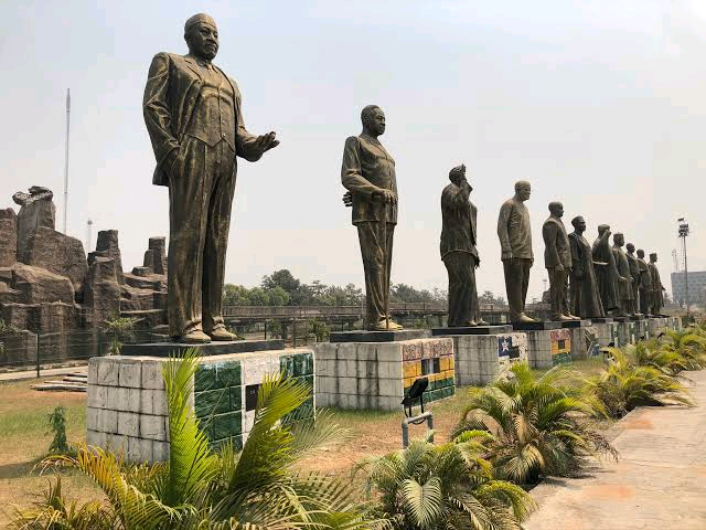 Statues in hero's square, Owerri